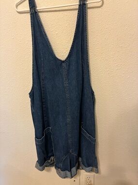 We The Free Blue Denim Overalls Label Detail